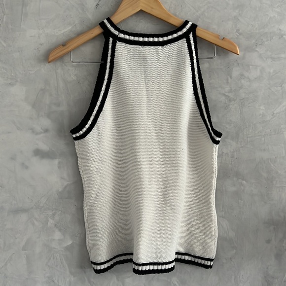 Belle White knitted contrasting high neck tank top, Size M. NWT - Picture 5 of 6